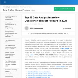 Top 65 Data Analyst Interview Questions And Answers For 2020