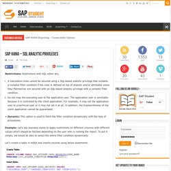 SAP HANA - SQL Analytic Privileges - Page 3 of 3 - SAP Student