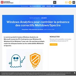 Windows Analytics pour contrôler la présence des correctifs Meltdown/Spectre