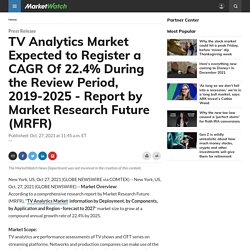 TV Analytics Market Expected to Register a CAGR Of 22.4% During the Review Period, 2019-2025 - Report by Market Research Future (MRFR)
