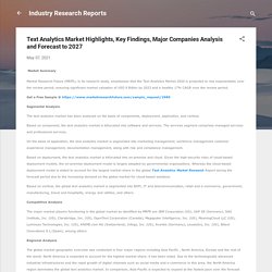 Text Analytics Market Highlights, Key Findings, Major Companies Analysis and Forecast to 2027