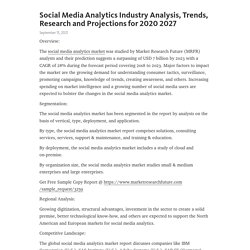 Social Media Analytics Industry Analysis, Trends, Research and Projections for 2020 2027 – Telegraph