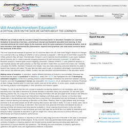 Will Analytics transform Education?