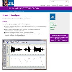 Speech Analyzer - SIL Language Technology