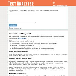 Text Analyzer - Find the CEFR level of texts from RoadtoGrammar.com