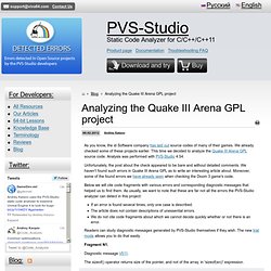 Analyzing the Quake III Arena GPL project