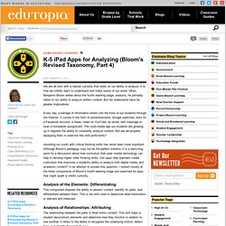 K-5 iPad Apps for Analyzing: Part Four of Bloom's Revised Taxonomy