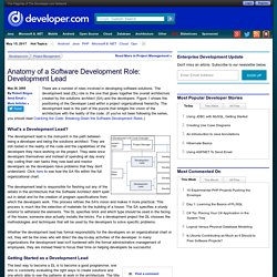 Anatomy of a Software Development Role: Development Lead