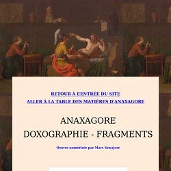 Anaxagore : doxographie et fragments