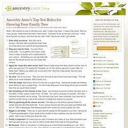 Anne’s Top Ten Rules for Growing Your Family Tree