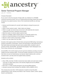 Ancestry Senior Technical Program Manager