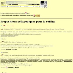 Le Site des Lettres - Langues Anciennes : pratiques pédagogiques