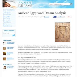 Ancient Egypt and Dream Analysis - Analyse Dreams (UK)