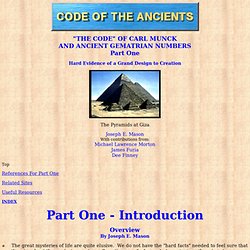 THE CODE OF CARL MUNCK, AND ANCIENT GEMATRIAN NUMBERS - PART ONE