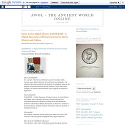 AWOL - The Ancient World Online: Open Access Digital Library: PANDEKTIS - A Digital Thesaurus of Primary Sources for Greek History and Culture