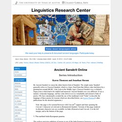 Ancient Sanskrit Online: Series Introduction