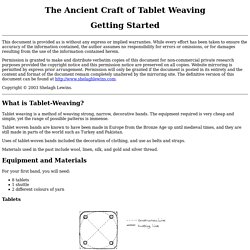 The Ancient Craft of Tablet Weaving: Getting Started