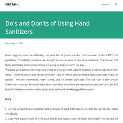 Do's and Don’ts of Using Hand Sanitizers