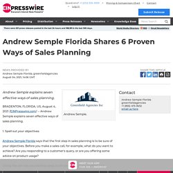 Andrew Semple Florida Shares 6 Proven Ways of Sales Planning
