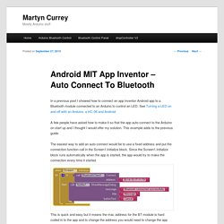 Android MIT App Inventor – Auto Connect To Bluetooth