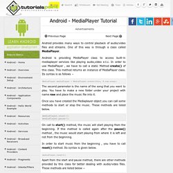 Android MediaPlayer Tutorial