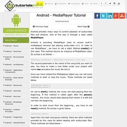 Android MediaPlayer Tutorial