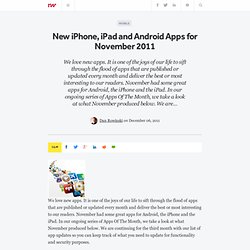 New iPhone, iPad and Android Apps for November 2011