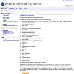 android-thomson-key-solver - Calculates default keys for common routers using your android.