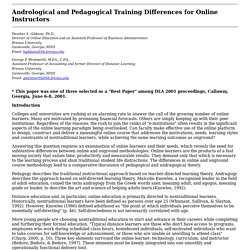 Andrological and Pedagogical Training Differences for Online Instructors