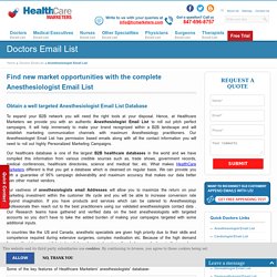 Anesthesiologist Mailing Address Database