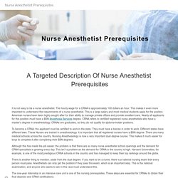 Nurse Anesthetist Prerequisites