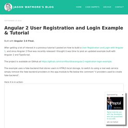 Angular 2 User Registration and Login Example & Tutorial