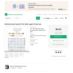 Animal word search for kids: ages 5 and up by teacher notebook ideas for you