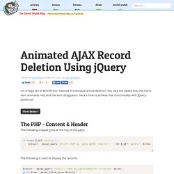 Animated AJAX Record Deletion Using jQuery