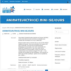 ANIMATEUR(TRICE) MINI-SEJOURS