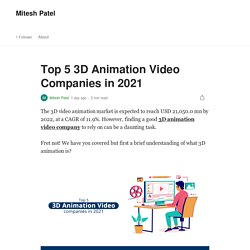 Top 5 3D animation video companies in 2021