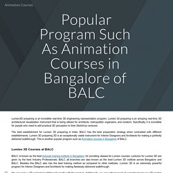 Popular Program Such As Animation Courses in Bangalore of BALC