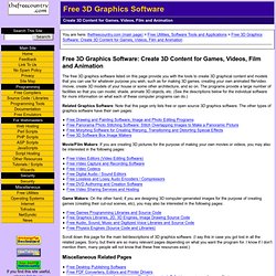 Free 3D Graphics Software: Create 3D Content for Games, Videos, Film and Animation