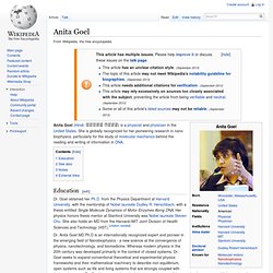 Anita Goel - Wikipedia, the free encyclopedia - (Build 20100722150226)