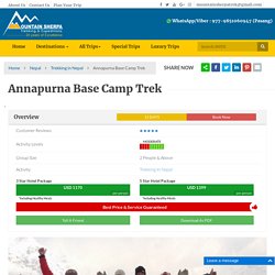 Annapurna Base Camp Trekking, Annapurna base camp Trek