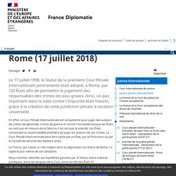 CPI - 20ème anniversaire du Statut de Rome (17.07.18) - Ministère de l’Europe et des Affaires étrangères