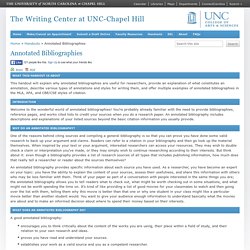 Annotated Bibliographies - The Writing Center at UNC-Chapel Hill