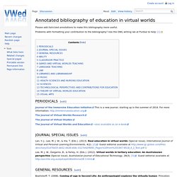 Annotated bibliography of education in virtual worlds - Virtual Worlds Education Wiki