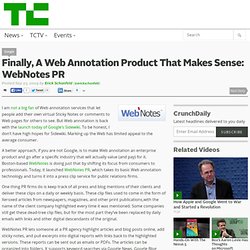 Finally, A Web Annotation Product That Makes Sense: WebNotes PR