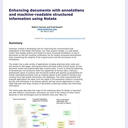 Enhancing documents with annotations and machine-readable structured information using Notate