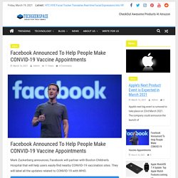 Facebook Announced To Help Making CONVID-19 Vaccine Appointments