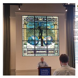 The Pulitzer Prizes on Instagram: “Behind the scenes (actually smack in the middle) of 2016 Pulitzer Prizes announcement prep. This is the World Room, named for that incredible stained glass window, which was created for The New York World headquarters. J