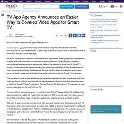 TV App Agency Announces an Easier Way to Develop Video Apps for Smart TV