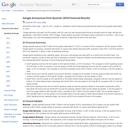Announces First Quarter 2010 Financial Results - Investor Relations - Google