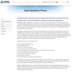 Azul Systems Announces New Initiative to Support Open Source Community with Free Zing JVM